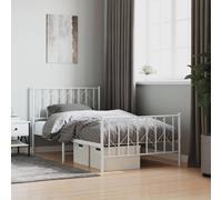 vidaXL Cadre de lit métal moderne avec tête de lit et sommier à lattes – Blanc 100x190 cm