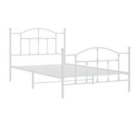 vidaXL Cadre de lit métal avec tête et pied de lit 120x200 cm Blanc