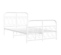 vidaXL Cadre de lit métal sans Matelas et Pied de lit Blanc 120x190 cm