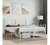 vidaXL Cadre de lit métal avec tête et pied de lit Blanc 120x190 cm Lit double