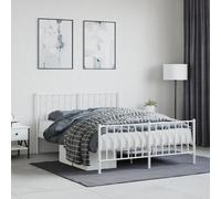 Bedframe met hoofd- en voeteneindeÂ metaal wit 135x190 cm374503