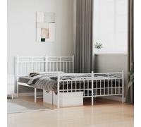 Vidaxl Cadre De Lit Métal Sans Matelas Et Pied De Lit Blanc 135x190 Cm Blanc