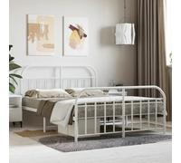 vidaXL Cadre de lit métal avec tête de lit-pied de lit blanc 140x190cm 353702