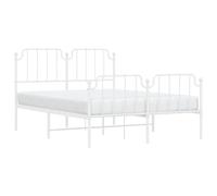 vidaXL Cadre de lit métal tête et pied – Double, sommier à lattes, blanc 140x190 cm