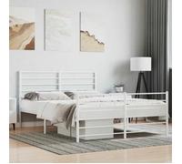vidaXL Cadre de lit en métal sans matelas ni pied de lit Blanc 140x190 cm