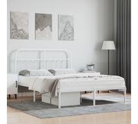 Vidaxl Cadre De Lit Métal Sans Matelas Et Tête De Lit Blanc 135x190 Cm Blanc