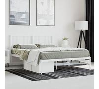 Vidaxl Cadre De Lit Métal Sans Matelas Et Tête De Lit Blanc 135x190 Cm Blanc