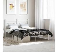 vidaXL Cadre de lit métal avec tête de lit, lit double, sommier à lattes, blanc 140x190 cm