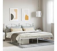 vidaXL Cadre de lit métal sans matelas et tête de lit blanc 193x203 cm