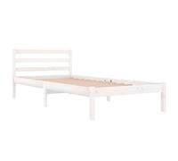vidaXL Cadre de Lit Meuble de Chambre à Coucher Cadre à Lattes sur Pied Lit Adulte Sommier à Lattes Lit Simple Bois Massif de Pin Blanc 90x200 cm