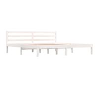 vidaXL Cadre de Lit Meuble de Chambre à Coucher Lit Adulte Cadre à Lattes sur Pied Sommier à Lattes Lit Double Bois de Pin Massif Blanc 180x200 cm