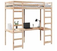 vidaXL Cadre de lit Mezzanine Naturel 90 x 190 cm Pin Massif