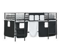 vidaXL Cadre de Lit Mezzanine pour Enfants avec Rideaux Noir