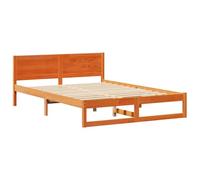 vidaXL Cadre de lit Minimaliste Double Taille Marron ciré en Bois de pin Massif Construction Solide avec Espace de Rangement Parfait pour Le mobilier de Chambre intérieur Design Verni Contemporain