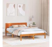vidaXL Cadre de lit Minimaliste en Bois de pin Marron ciré pour 2 Personnes | Assemblage Facile 160 X 200 cm mobilier de Chambre d'intérieur Durable Double Adulte Moderne Douillet