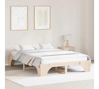 vidaXL Cadre de Lit Minimaliste en Bois de Pin Naturel | 140 x 200 cm, Marron, Design Durable, Parfait pour Une Chambre Élégante, Finition Mate, Construction Solide, Indispensable pour Les Meubles