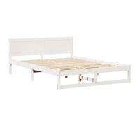 Vidaxl Cadre De Lit Blanc Bois Massif 150 X 200 Cm Robuste Lit