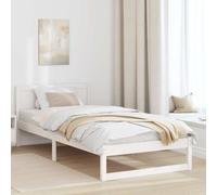 vidaXL Cadre de Lit Minimaliste Taille Twin Blanc Bois de Pin Massif Durable Léger Idéal pour Mobilier de Chambre Intérieur Style Moderne Simple