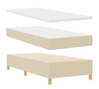 vidaXL Cadre de lit Moderne avec capitons Couleur crème en Bois 100 X 200 cm Parfait pour Un mobilier de Chambre Design stylé et Facile à Assembler Confortable pour Deux Adultes
