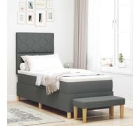 vidaXL Cadre de Lit Moderne avec Matelas en Mousse Couleur Gris Foncé 80 x 200 cm Construction en Bois Durable Design Ergonomique pour Confort Assemblage Requis Mobilier de Chambre Protecteur Pad sur