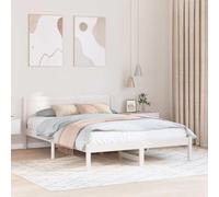 vidaXL Cadre de lit Moderne en Bois de pin Massif pour 2 Personnes | Finition Mate Blanche 140 x 200 cm Facile à Monter mobilier de Chambre Double Adulte élégant Minimaliste