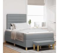 vidaXL Cadre de lit Moderne Gris Clair avec Matelas en Mousse 120 x 200 cm Design en Bois de pin Robuste Double pour Adultes Dormir Meubles Chambre contemporains Inclut surmatelas et tête de lit