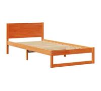 vidaXL Cadre de lit Moderne Taille Simple Marron ciré en Bois de pin et hêtre Construction Robuste idéal pour Le mobilier de Chambre intérieur Design en Bois Minimaliste