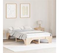 vidaXL Cadre de Lit Naturel Bois de pin massif 135 x 190 cm Durable 872953 Or G
