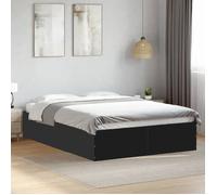 vidaXL Cadre de lit double 120x190 cm Noir en bois d'ingénierie - sans matelas