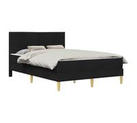 vidaXL Cadre de lit Noir 140 x 200 cm Polyester, Chambre Moderne, Cadre de lit rectangulaire, Matelas à Ressorts, mobilier Gain de Place pour Un Max de Confort