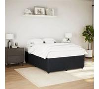 vidaXL Cadre de lit plateforme rembourré 140x190 cm Velours Noir avec sommier