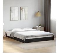 vidaXL Cadre de lit noir 160x200 cm bois d'ingénierie, meuble de chambre à coucher, sommier, lit de palette, lit, lit 842008
