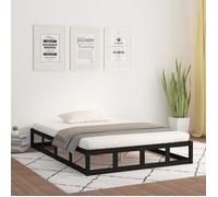 vidaXL Cadre de lit Noir 180x200 cm Super King Bois massif 820815