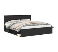 vidaXL Cadre de lit Noir 200 x 200 cm Bois d'ingénierie, Chambre moderne, design rectangulaire avec des matériaux durables pour une décoration intérieure élégante et fonctionnelle, pour n'importe quel