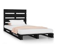 Vidaxl Cadre De Lit Noir 75x190 Cm Bois De Pin Massif Petit Simple Marron