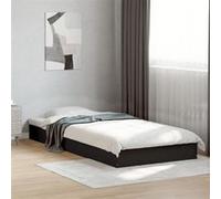 vidaXL Cadre de lit sans matelas 75x190 cm noir – bois d'ingénierie