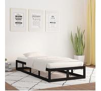 vidaXL Cadre de lit Noir 75x190 cm Petit simple Bois massif 820825