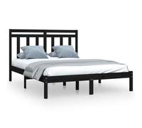 vidaXL Cadre de lit Noir Bois de pin massif 140x190 cm