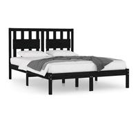 vidaXL Cadre de lit Noir Bois de pin massif 140x190 cm Marron