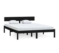 Bedframe massief grenenhout zwart 160x200 cm810161