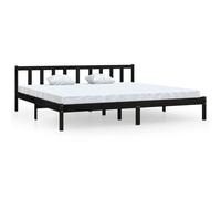 Vidaxl Cadre De Lit Noir Bois De Pin Massif 200x200 Cm Marron