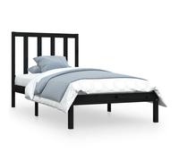 Vidaxl Cadre De Lit Noir Bois De Pin Massif 75x190 Cm Petit Simple Marron