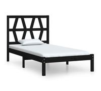 Vidaxl Cadre De Lit Noir Bois De Pin Massif 75x190 Cm Petit Simple Marron