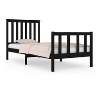 Vidaxl Cadre De Lit Noir Bois De Pin Massif 75x190 Cm Petit Simple Marron
