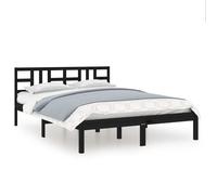 Vidaxl Cadre De Lit Noir Bois Massif 140x190 Cm Marron