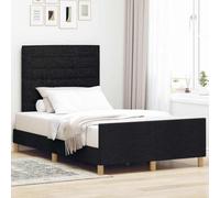 vidaXL Cadre de Lit Noir Moderne | Structure en Bois Naturel | Tissu Résistant aux Taches 120 X 200 cm Taille Mobilier de Chambre Contemporain Adulte Double Élégant Stylé