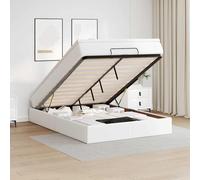 VidaXL Cadre de lit ottoman avec matelas blanc 140x200 cm similicuir vidaXL