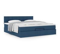 VidaXL Cadre de lit ottoman avec matelas bleu 200x200 cm tissu