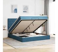 vidaXL Cadre de lit Ottoman avec Matelas Bleu foncé 200x200 cm Velours