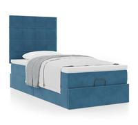 vidaXL Cadre de lit Ottoman avec Matelas Bleu foncé 90x200 cm Velours, Cadre de lit, Cadre de lit rembourré, Cadre de lit Ottoman Simple